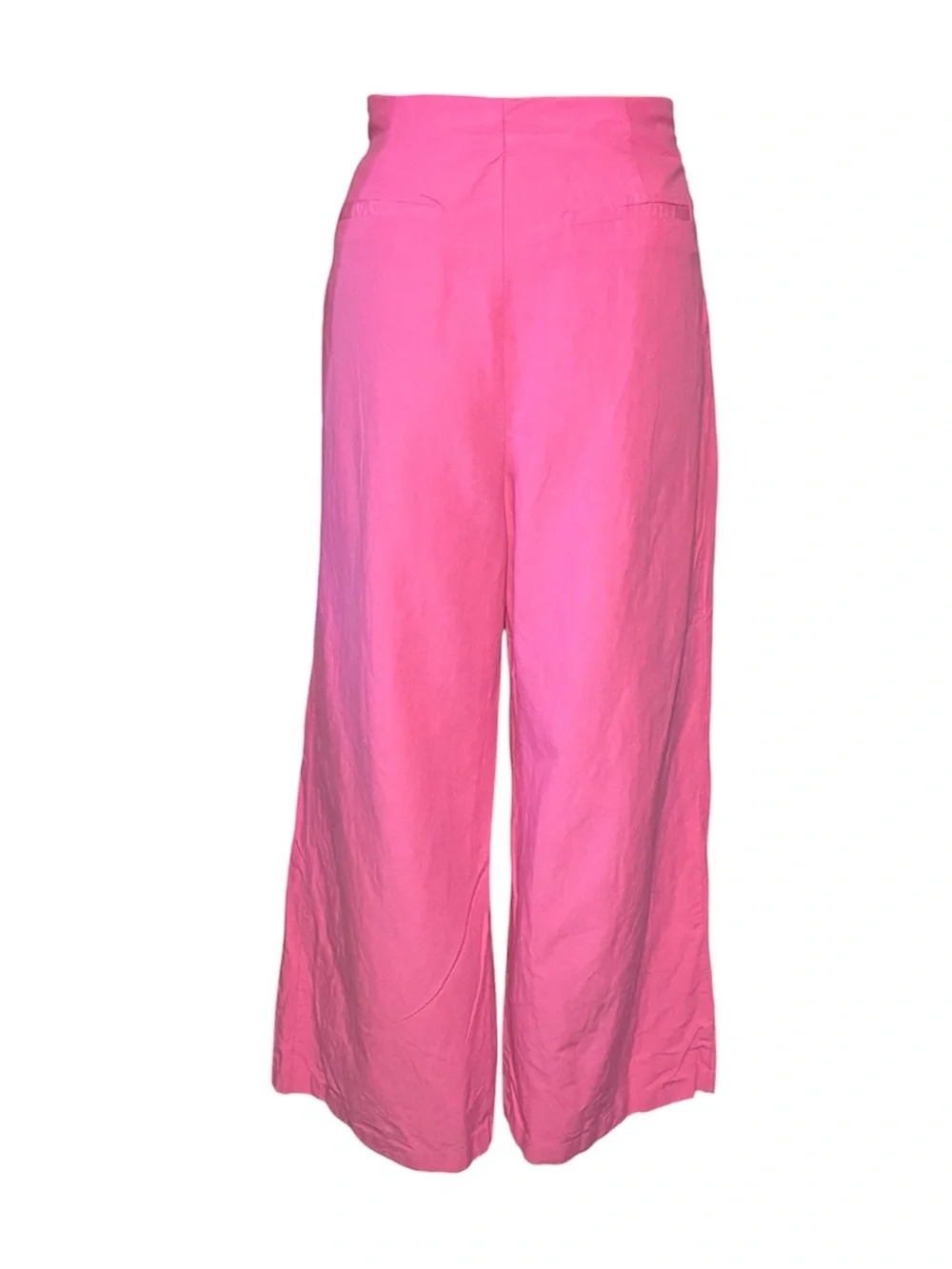 Zara Women's Wide Leg Pants XS Pink Linen Blend High Rise Pleated Lightweight